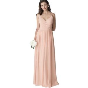 Bill Levkoff Shell Pink Chiffon Crisscross Back CBK Dress Size 12